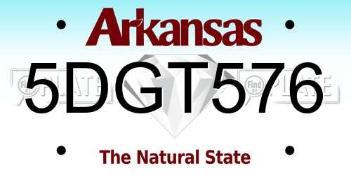 5DGT576 Arkansas License Plate