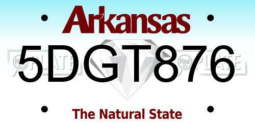 5DGT876 Arkansas License Plate