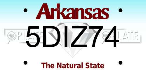 5DIZ74 Arkansas License Plate