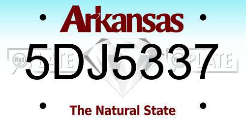 5DJ5337 Arkansas License Plate