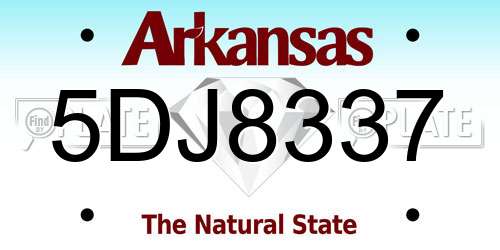 5DJ8337 Arkansas License Plate