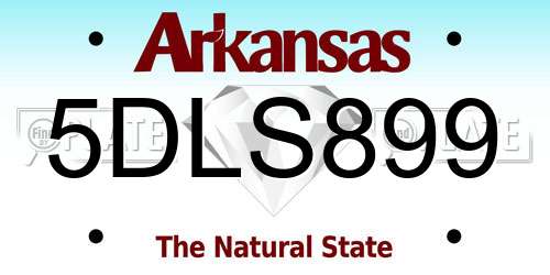 5DLS899 Arkansas License Plate