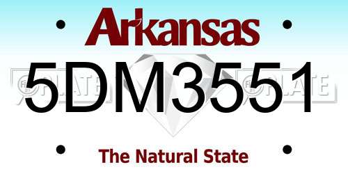 5DM3551 Arkansas License Plate