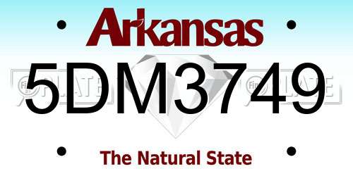 5DM3749 Arkansas License Plate