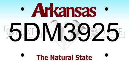 5DM3925 Arkansas License Plate