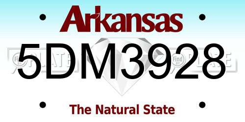 5DM3928 Arkansas License Plate