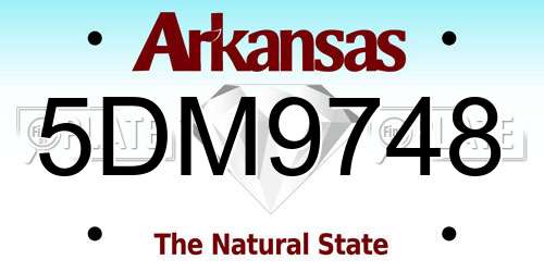 5DM9748 Arkansas License Plate