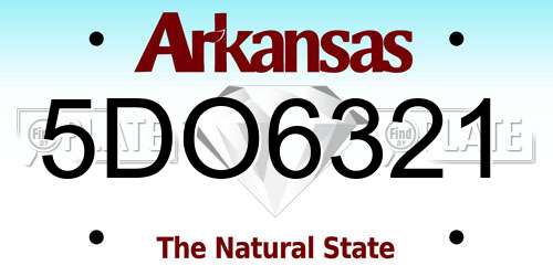 5DO6321 Arkansas License Plate