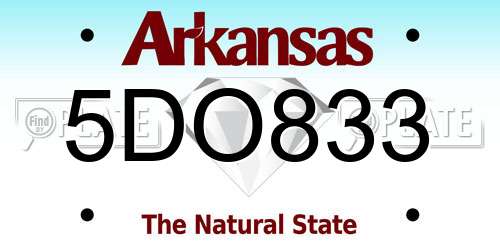 5DO833 Arkansas License Plate