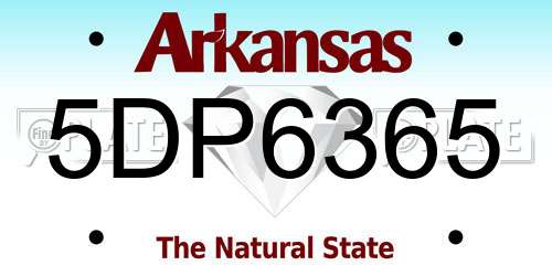5DP6365 Arkansas License Plate