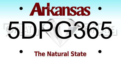 5DPG365 Arkansas License Plate
