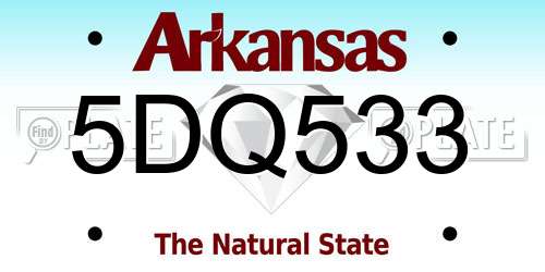 5DQ533 Arkansas License Plate