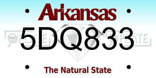 5DQ833 Arkansas License Plate