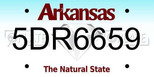 5DR6659 Arkansas License Plate