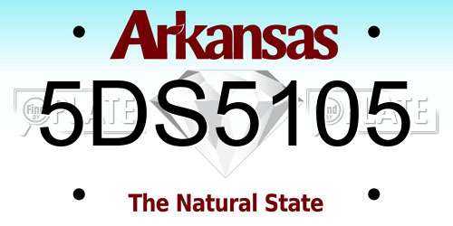 5DS5105 Arkansas License Plate