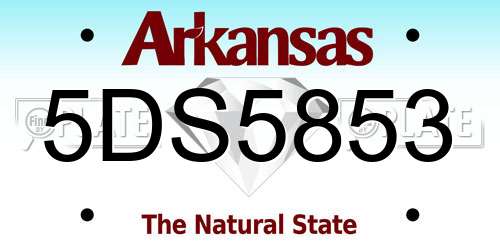 5DS5853 Arkansas License Plate