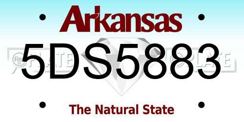 5DS5883 Arkansas License Plate