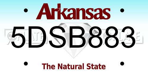 5DSB883 Arkansas License Plate