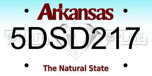 5DSD217 Arkansas License Plate