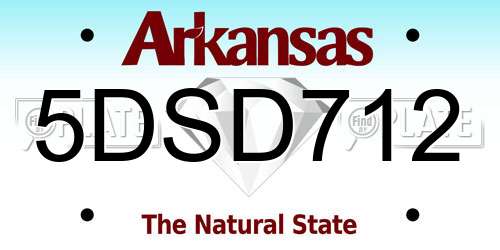 5DSD712 Arkansas License Plate