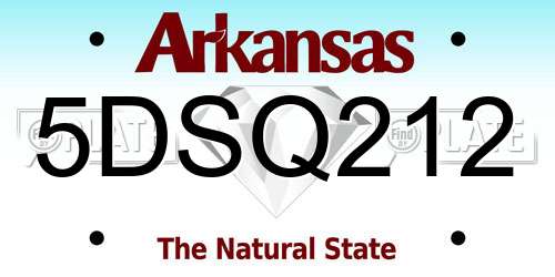 5DSQ212 Arkansas License Plate