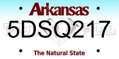 5DSQ217 Arkansas License Plate