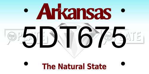 5DT675 Arkansas License Plate