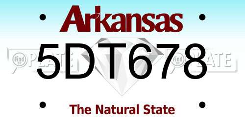 5DT678 Arkansas License Plate