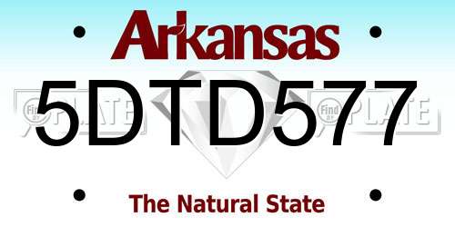 5DTD577 Arkansas License Plate