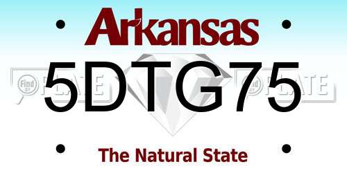 5DTG75 Arkansas License Plate