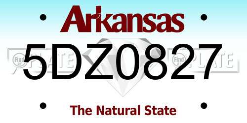 5DZ0827 Arkansas License Plate