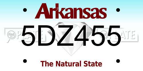 5DZ455 Arkansas License Plate