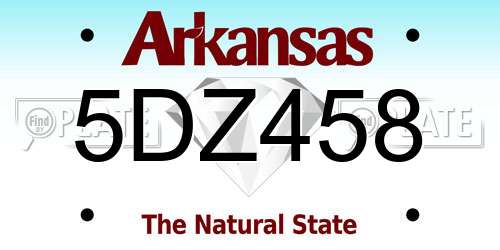5DZ458 Arkansas License Plate