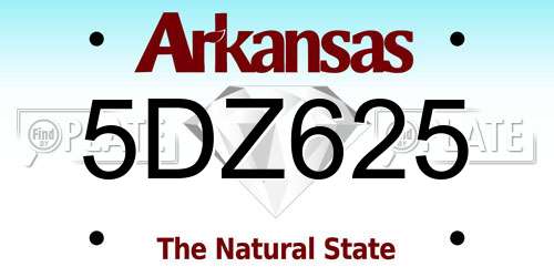 5DZ625 Arkansas License Plate