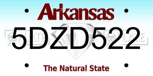 5DZD522 Arkansas License Plate