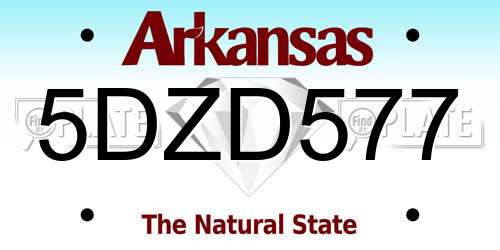 5DZD577 Arkansas License Plate