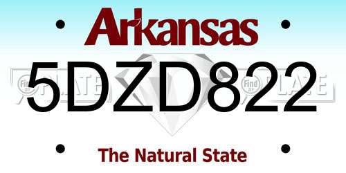 5DZD822 Arkansas License Plate
