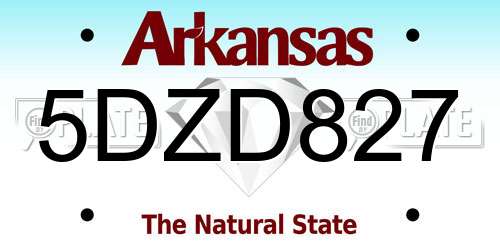 5DZD827 Arkansas License Plate