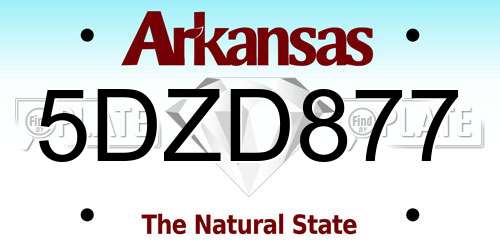 5DZD877 Arkansas License Plate