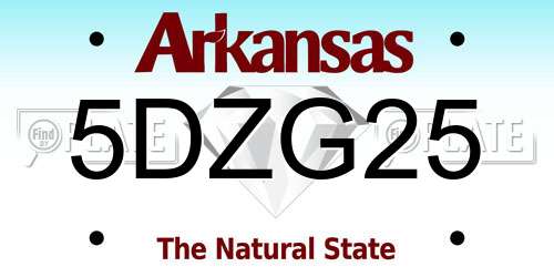 5DZG25 Arkansas License Plate