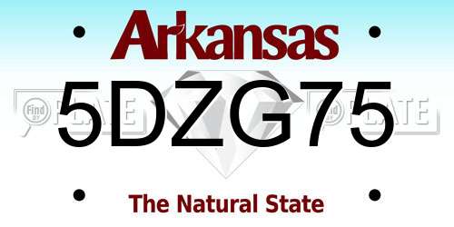 5DZG75 Arkansas License Plate