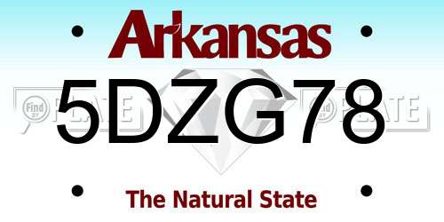 5DZG78 Arkansas License Plate