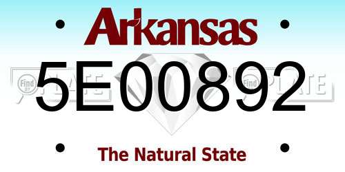 5E00892 Arkansas License Plate