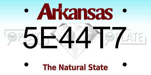 5E44T7 Arkansas License Plate