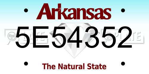 5E54352 Arkansas License Plate