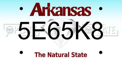 5E65K8 Arkansas License Plate
