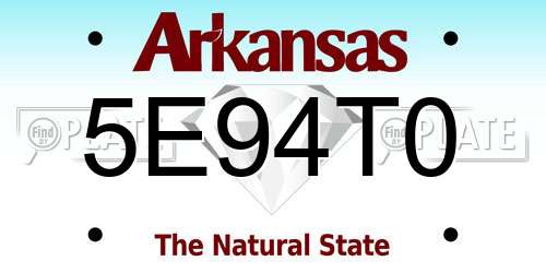 5E94T0 Arkansas License Plate