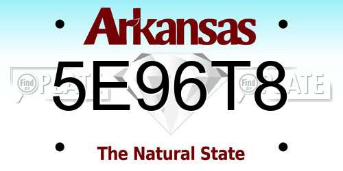 5E96T8 Arkansas License Plate