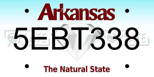 5EBT338 Arkansas License Plate