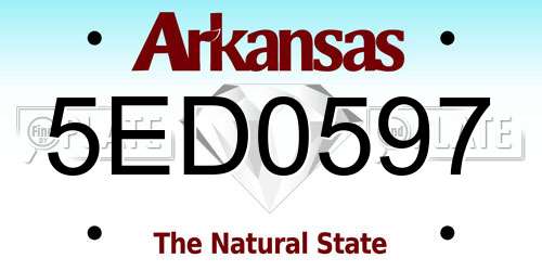 5ED0597 Arkansas License Plate